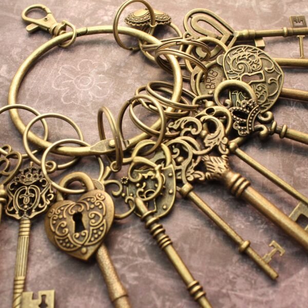 12 Large Skeleton Keys with 4 Locks