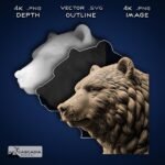 3D Bear Head Laser Engrave Design