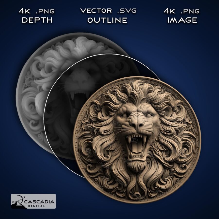 3D Lion Head Coaster Set