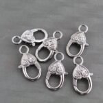 5 Pieces Heart Lobster Clasps Black