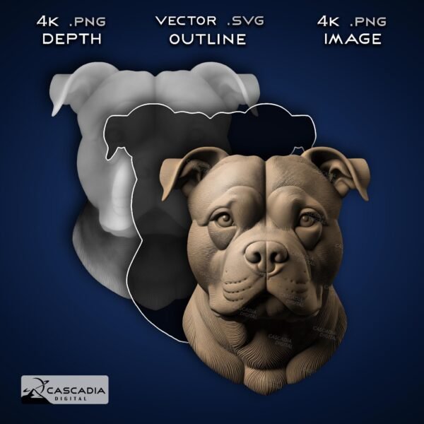 Amstaff Pitbull Head Engraved Image File