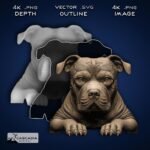 Amstaff Pitbull Laser Engrave PNG Image
