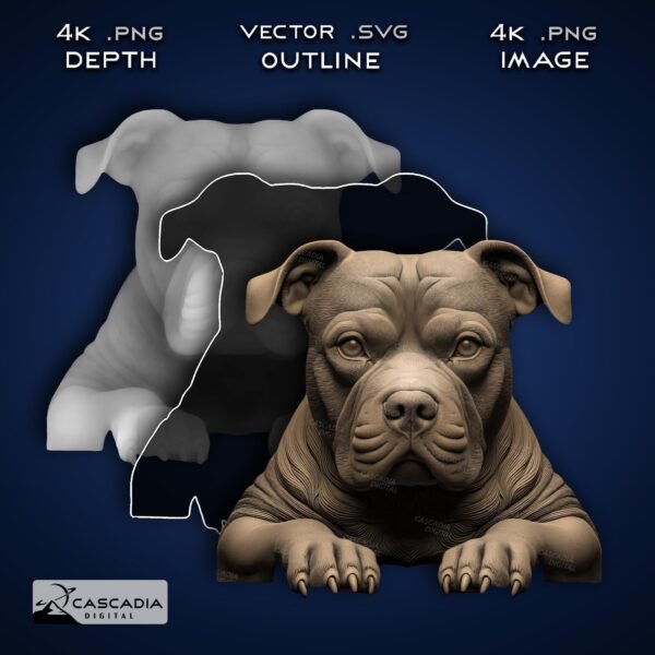 Amstaff Pitbull Laser Engrave PNG Image
