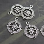 Antique Silver Compass Pendant - 10PCS