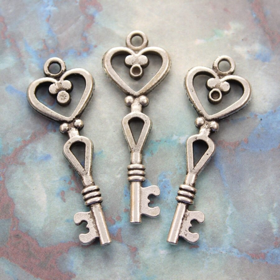Antique Silver Heart Keys Wholesale Lot