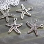 Antique Tibetan Silver Starfish Charms