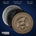 Aztec Eagle Round Coaster 3D Image