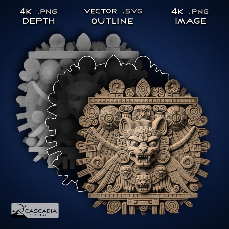 Aztec Round Laser Engraved Coaster Design
