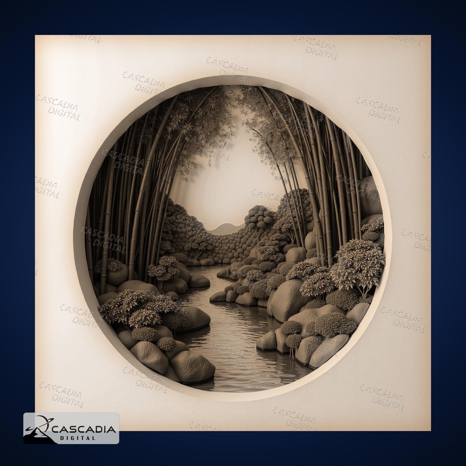 Bamboo Grove Temple 3D Illusion Image