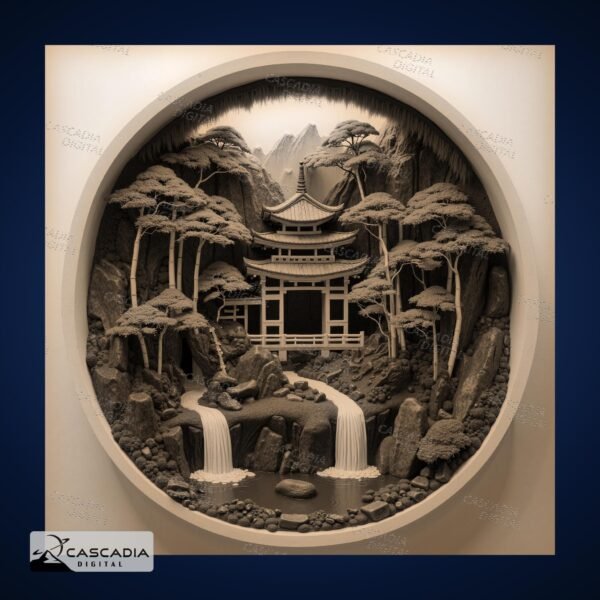 Bamboo Grove Temple - 3D Wood Slate