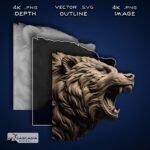 Bear Head - 3D Engraved Image