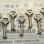 Brass Heart Skeleton Key Charms Lot