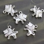 Double Sided Lion Charms, Antique Silver