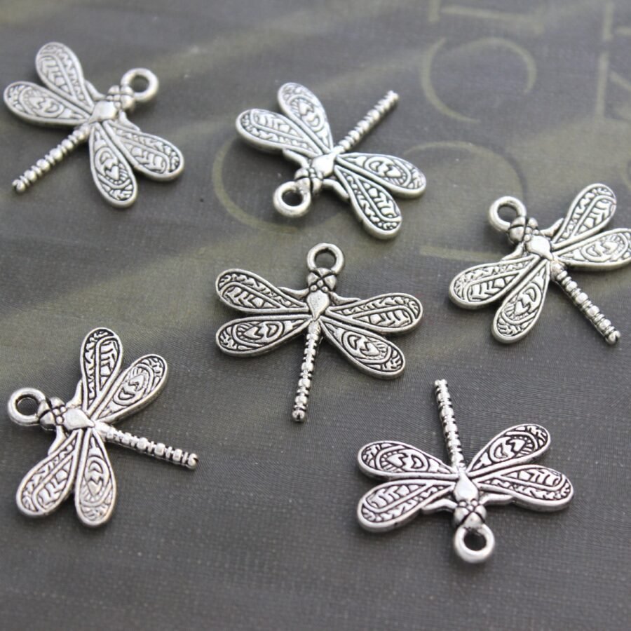 Dragonfly Charms Tibetan Silver Double Sized