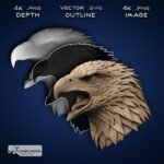 Eagle Head Laser Engrave 3D Illusion