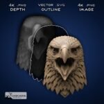 Eagle Head Laser Engraved 3D Image