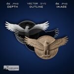 Eagle in Flight Round - Laser Engrave