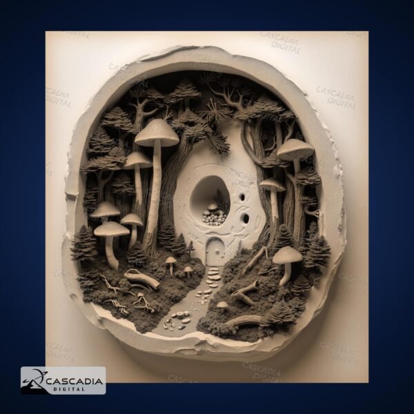 Evergreen Mushroom Forest 3D Diorama Illusion