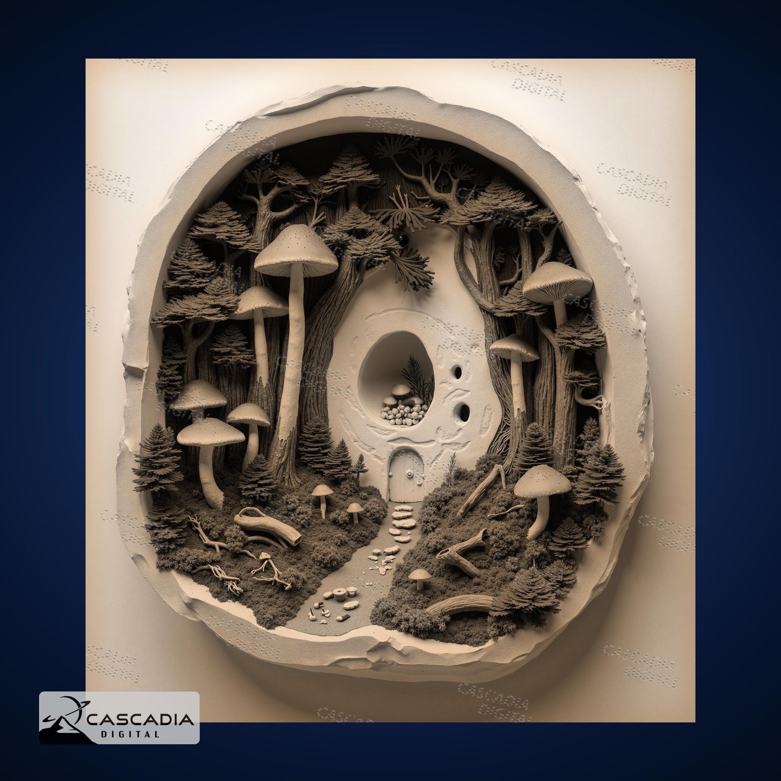 Evergreen Mushroom Forest 3D Diorama Illusion