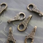 Flower Lobster Claw Clasp, Antique Brass