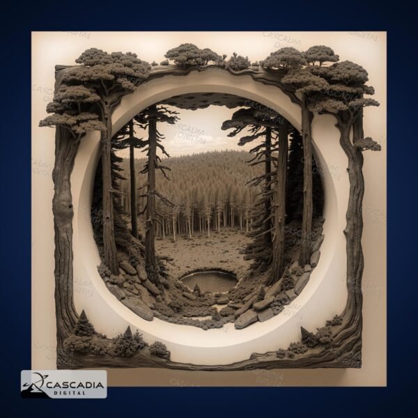 Forest River Diorama - 3D Wood Illusion