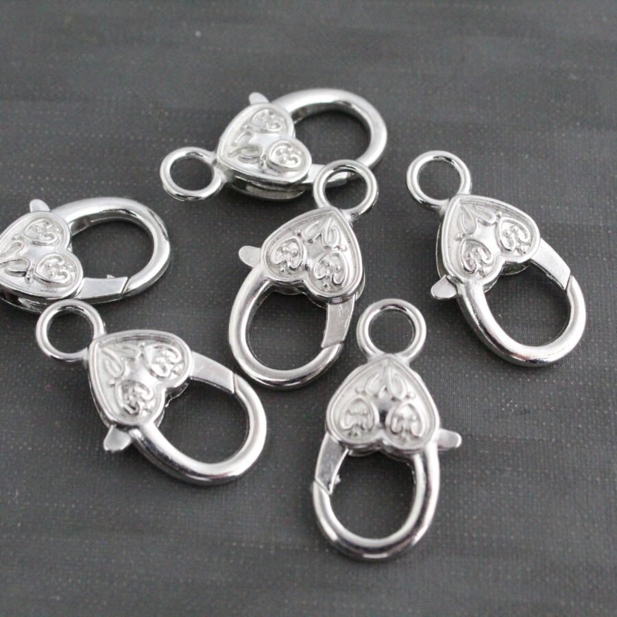 Heart Lobster Claw Silver Tone Set