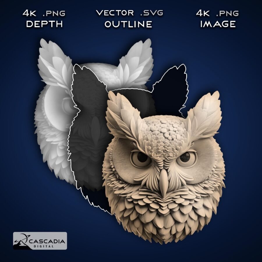 Horned Owl 3D Engrave Image File