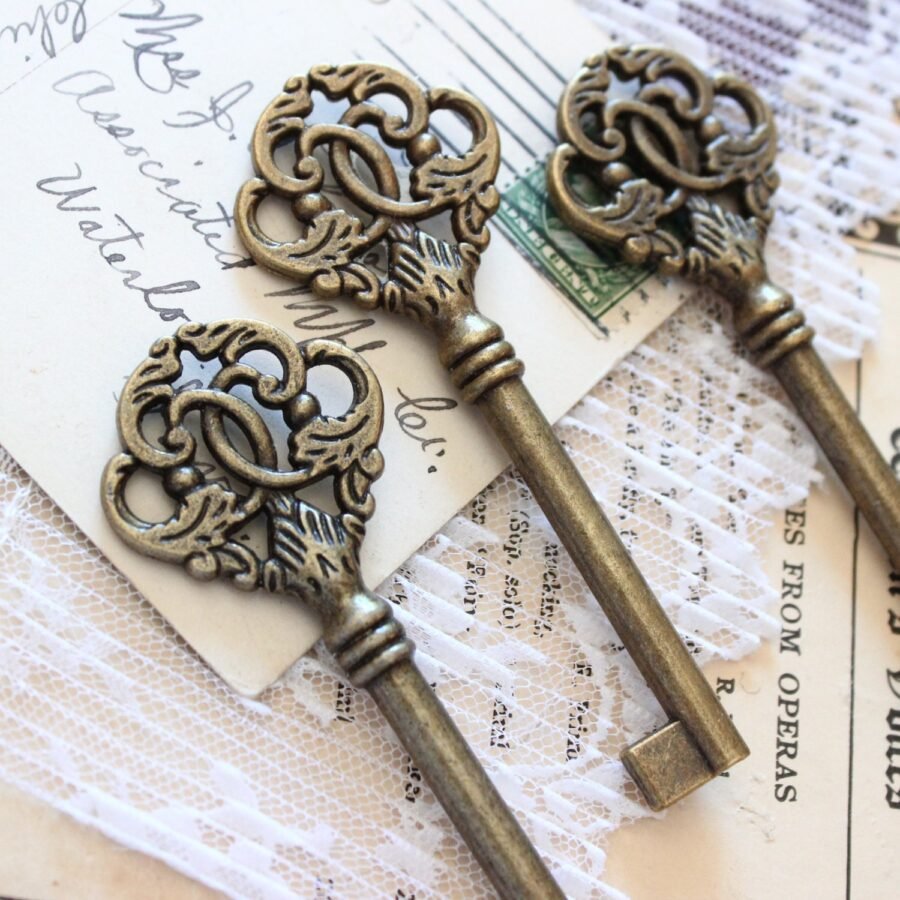 Large Skeleton Key Antique Brass Lot