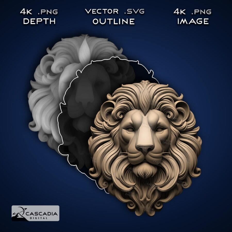 Lion Head - 3D Engrave File