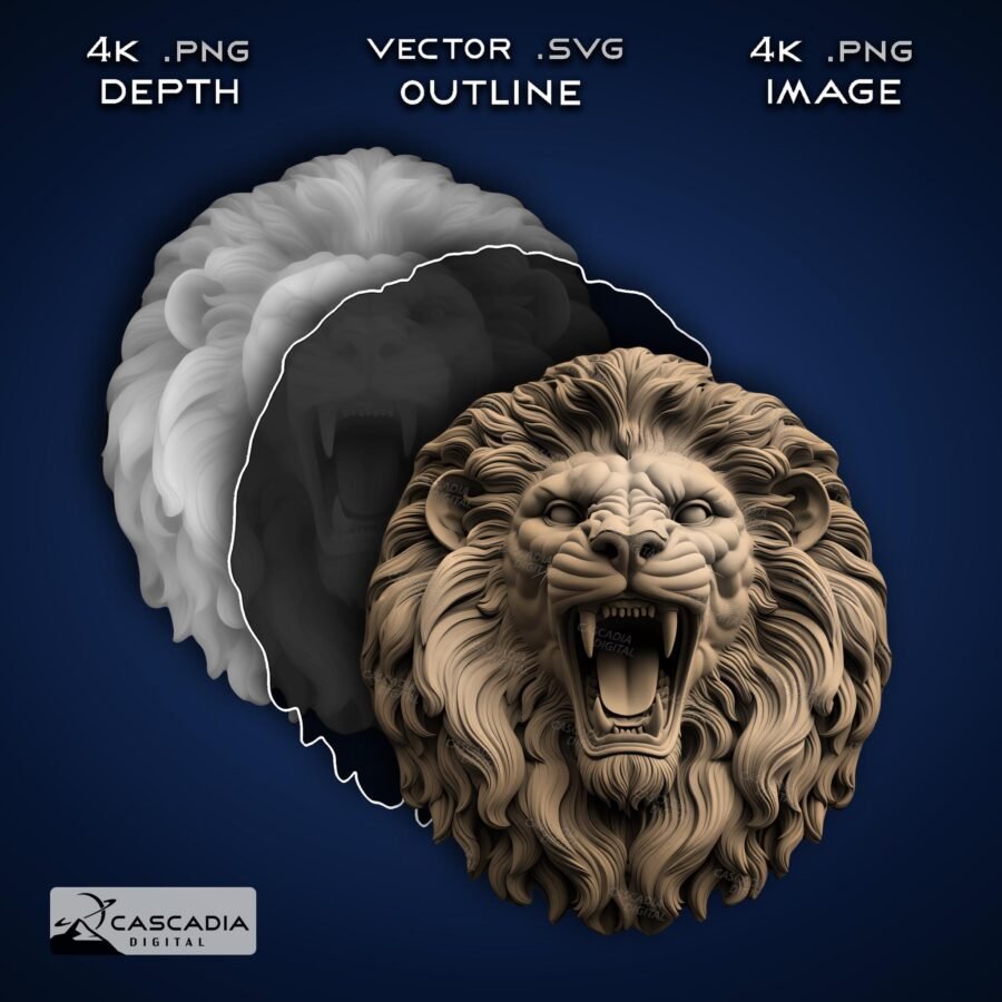 Lion Head Laser Engrave 3D Illusion