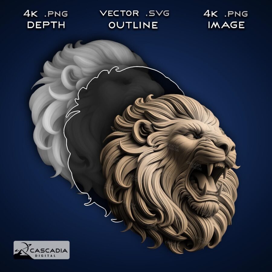 Lion Head Laser Engrave 3D Image