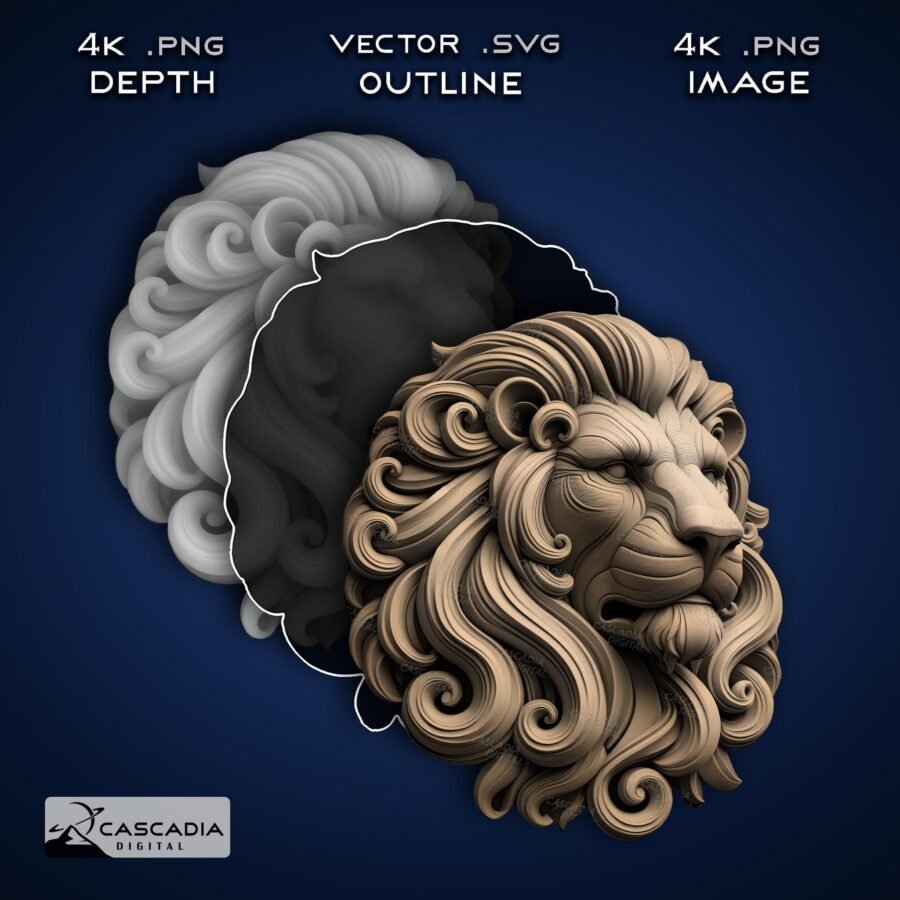 Lion Head Laser Engraved 3D Illusion