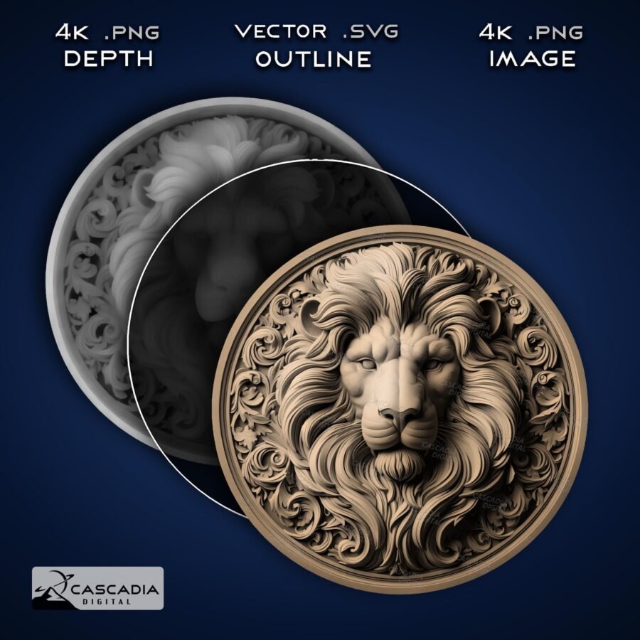 Lion Head Round - 3D Wildlife Coaster