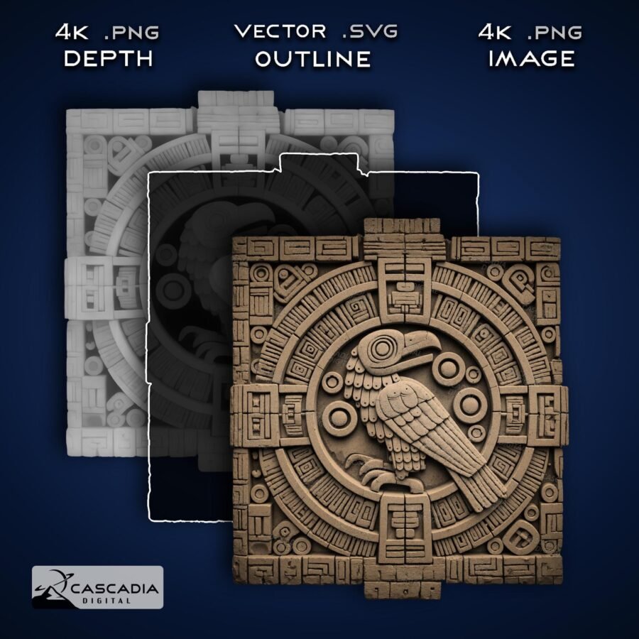 Mayan Aztec Eagle Raven 3D Image