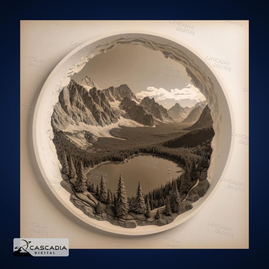 Mountain River Forest Diorama - 3D Illusion