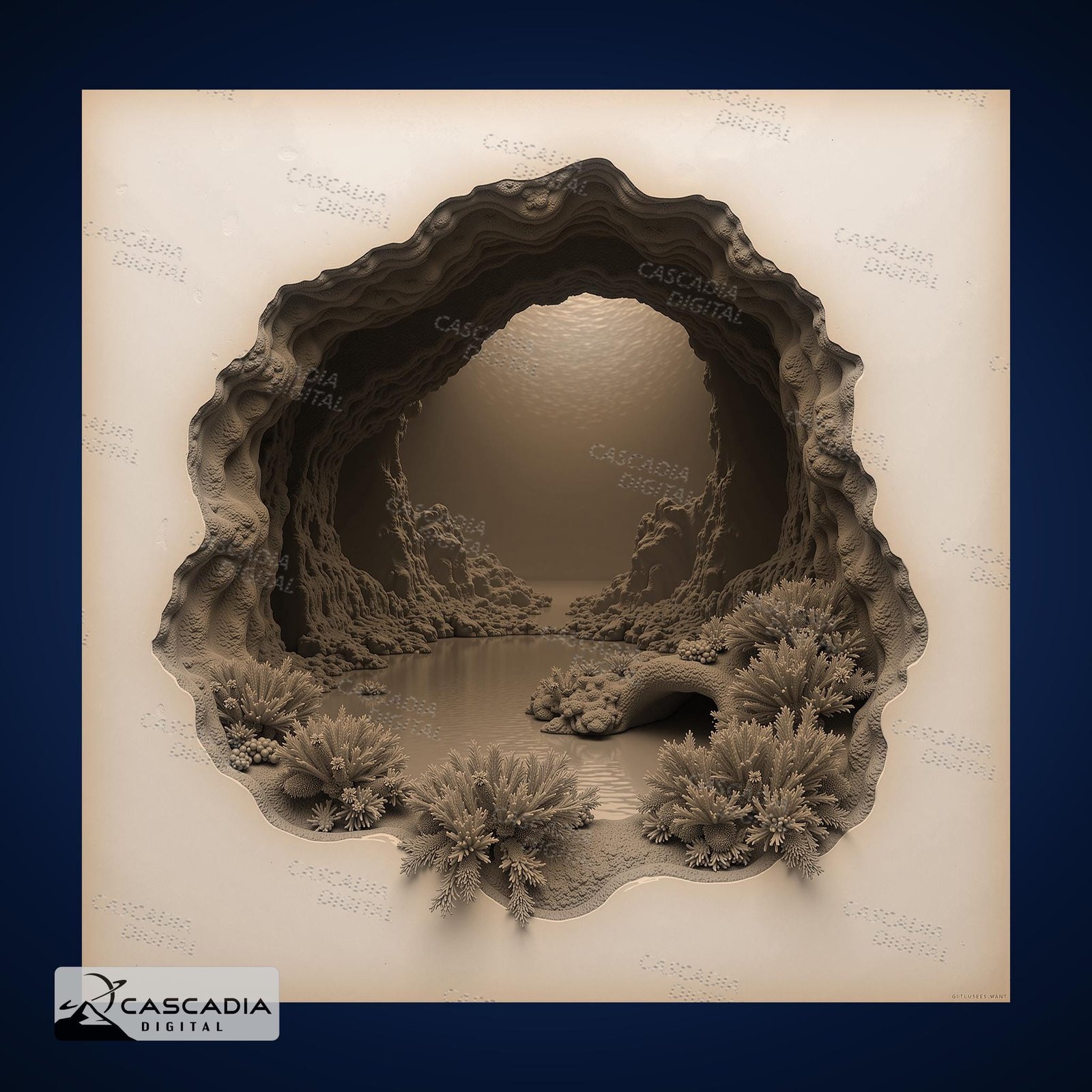 Ocean Beach Diorama - Laser Engraved