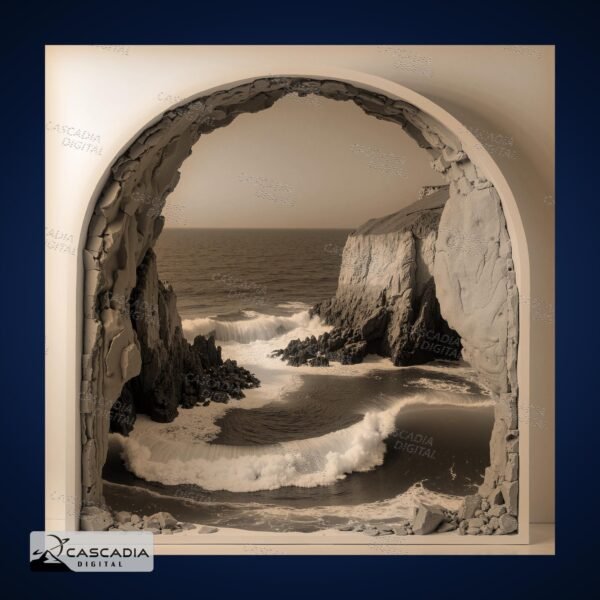 Ocean Waves Window 3D Wood Art