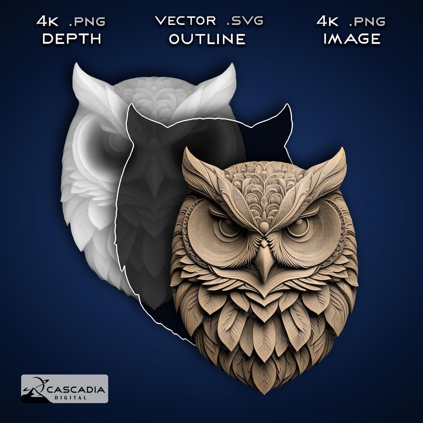 Owl 3D Illusion Laser Engrave Image