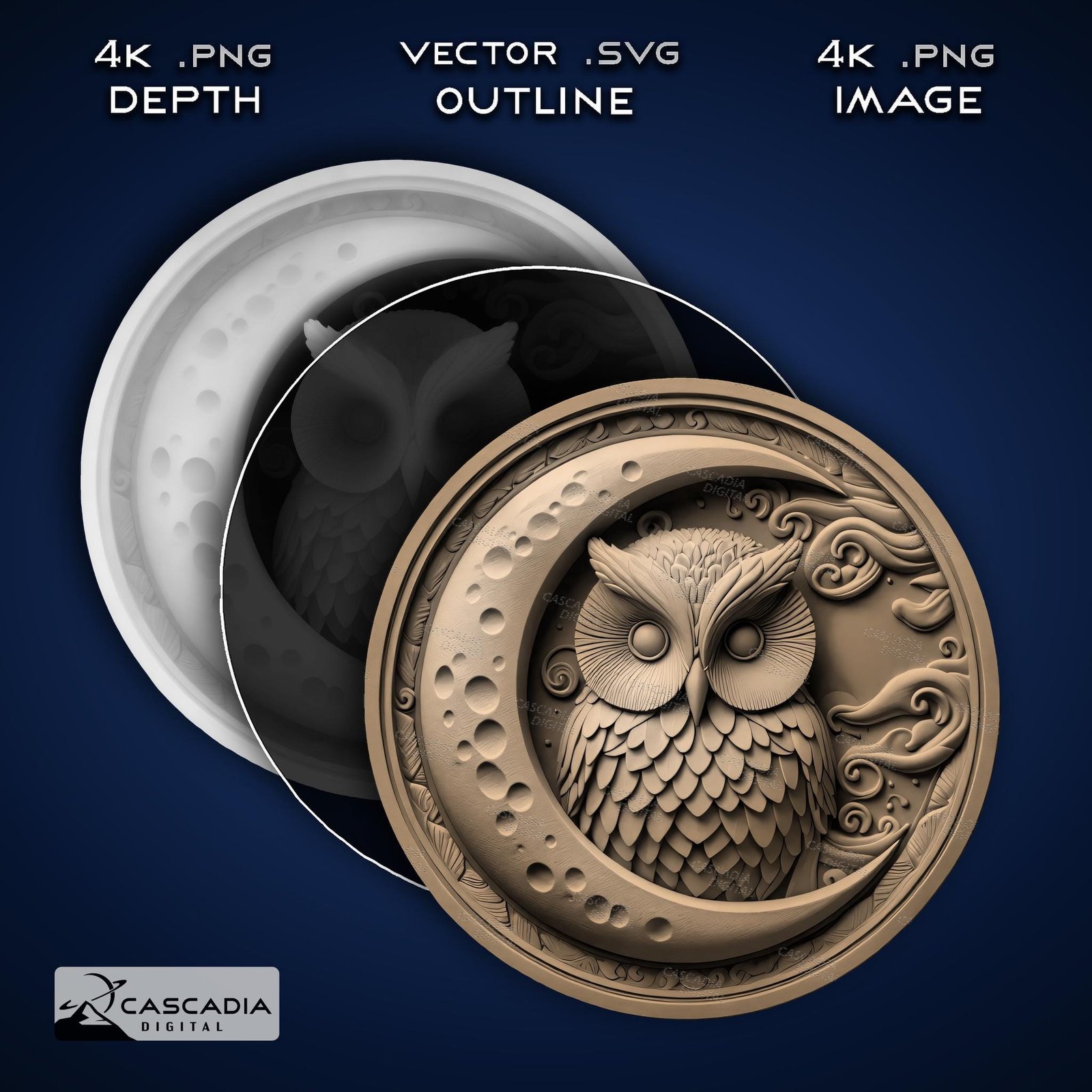 Owl Moon Round Laser Engrave Design