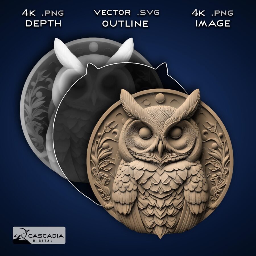 Owl Round 3D Coaster Image Set