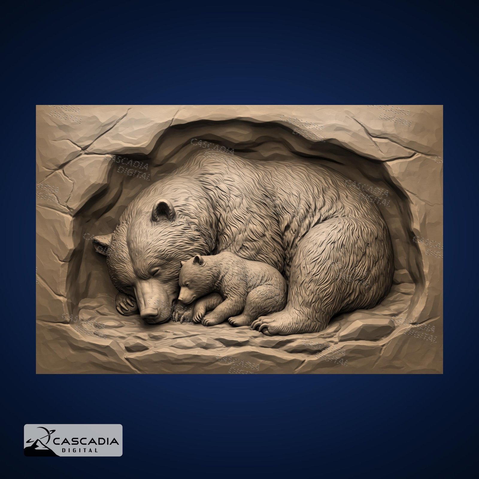 Sleeping Bear and Cub 3D Illusion