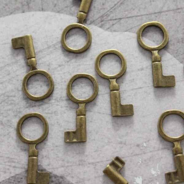 Small Antique Brass Skeleton Key Charms