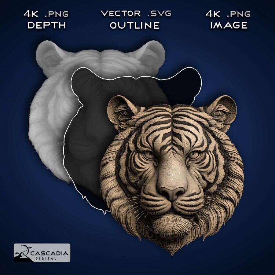 Tiger Head 3D Illusion Engrave Image