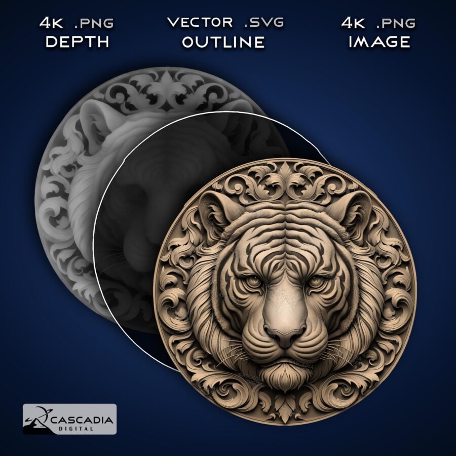 Tiger Head Round 3D Coin Coaster