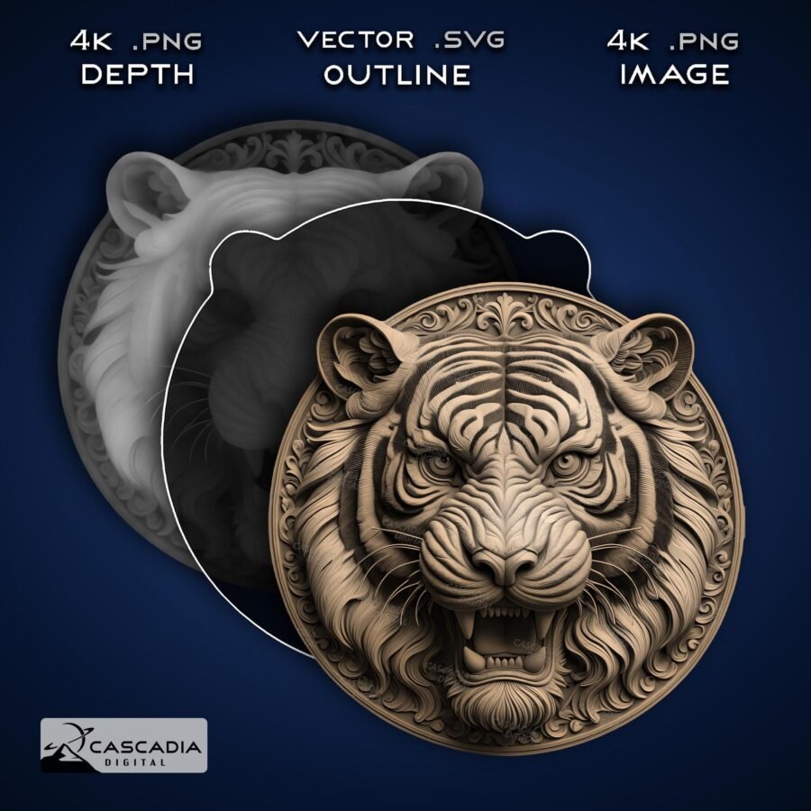 Tiger Head Round - 3D Wildlife Coaster