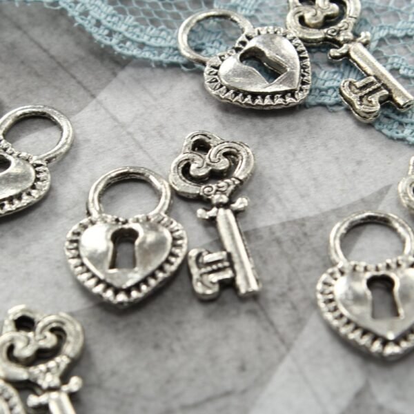 Vintage Style Lock & Key Charms Set
