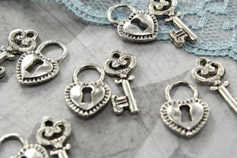 Vintage Style Lock & Key Charms Set