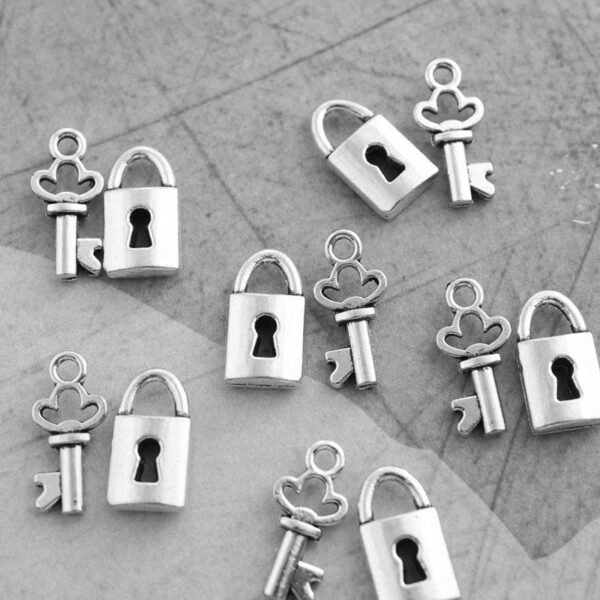 Vintage Style Lock & Key Charms Set