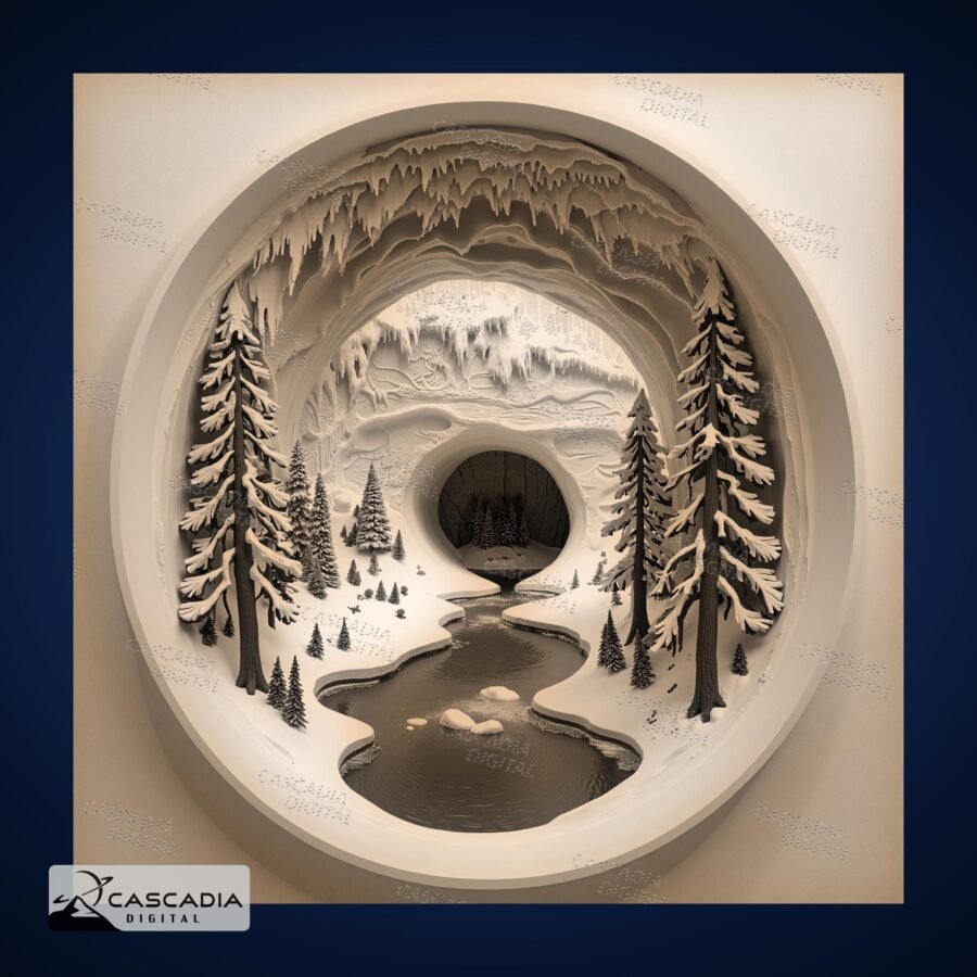 Winter Snow 3D Illusion Engraved Image