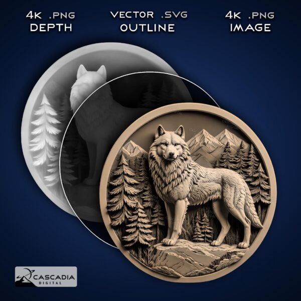 Wolf Forest Round - Laser Engrave